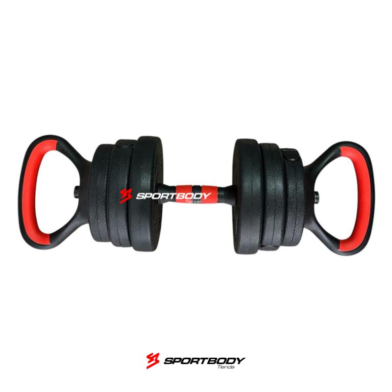 Set Mancuernas Strivo 20 Kilogramos Con Barra De Conexión y Soporte Para Pesa Rusa - Image 2