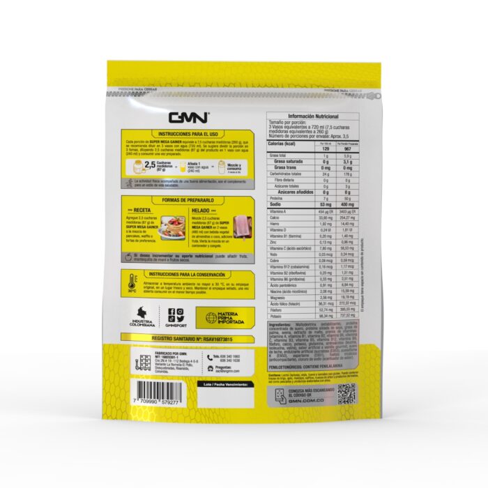 Super Mega Gainer 2Lb Gmn Proteína - Image 3