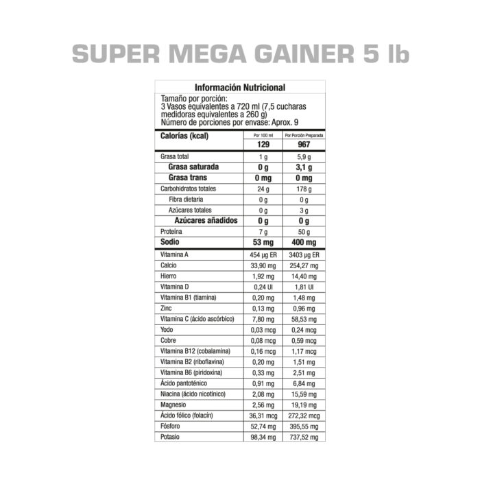 Super Mega Gainer 2Lb Gmn Proteína - Image 2