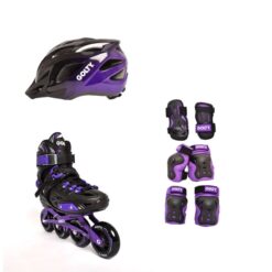 Combo patinaje Golty patines protecciones casco morado Black week