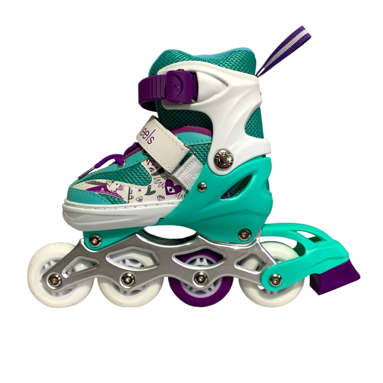 Combo de Patines + Kit de Protección + Casco Verde Morado Cougar - Image 3