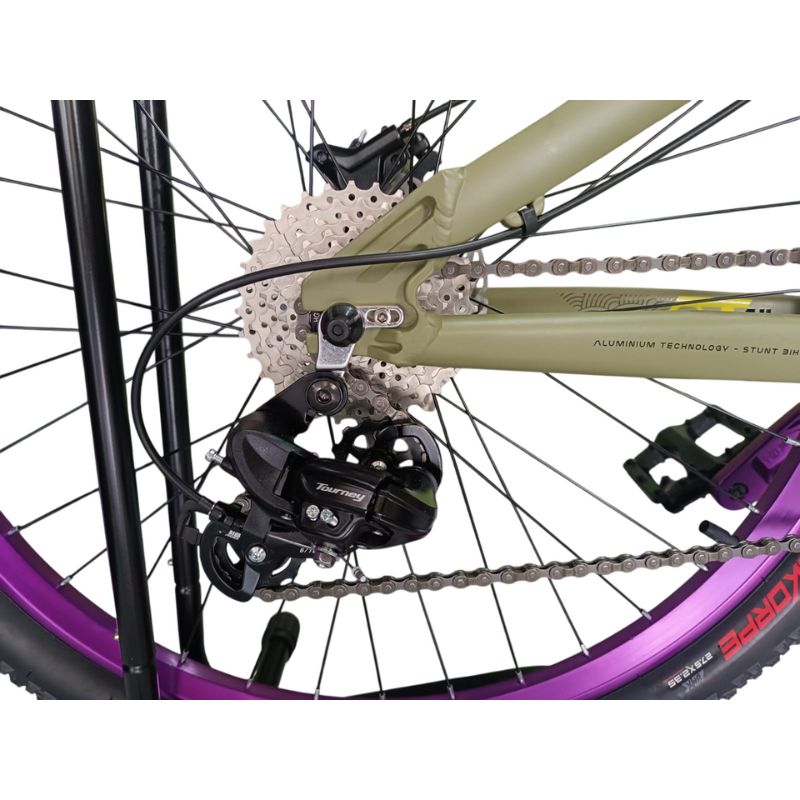 Bicicleta Profit Freak Rin 27,5 8 Velocidades Aluminio Stunt Verde Oliva - Image 10